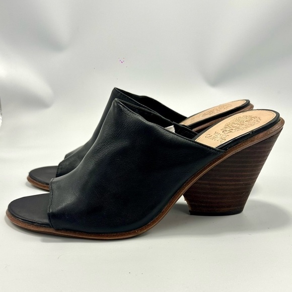 Vince Camuto Dormina black leather peep toe mules size 10 - Picture 8 of 11